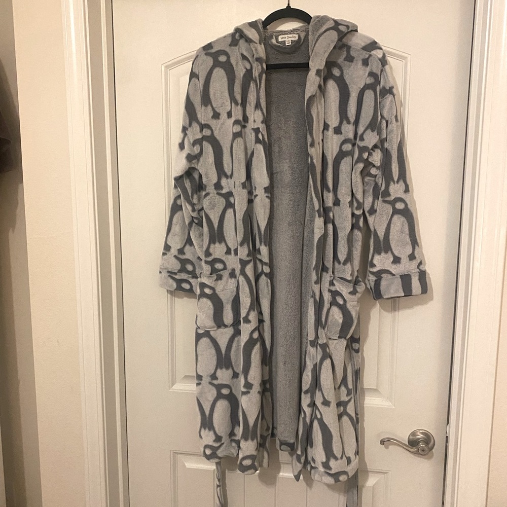 Vera Bradley Penguin Print Hooded Robe Size L/XL EUC